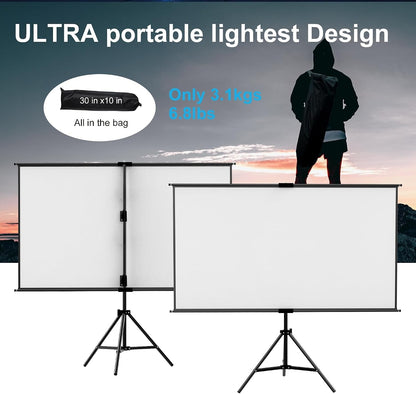 Projector Screen Tripod 60 Inch Portable Outdoor Indoor Adjustable Stand Cinema