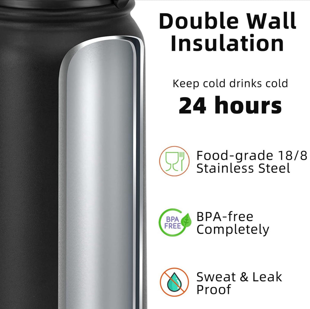 Fanhaw 600 ml Insulated Stainless Steel Water Bottle with 1 Lid (Chug Lid) - Fo