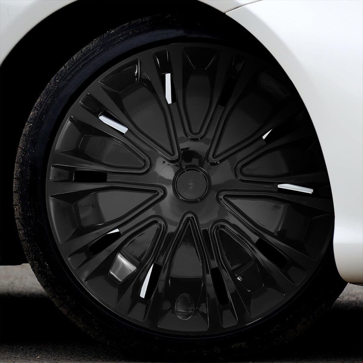 Car Wheel Trim Hubcap 15 Inch Black Universal Plastic Hub Cap Cover Spoke Clip