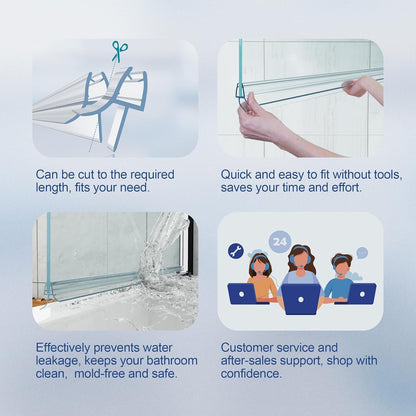 Shower Screen Seal Strip 4-6mm Glass Door Bath Clear Bottom Gap Replacement