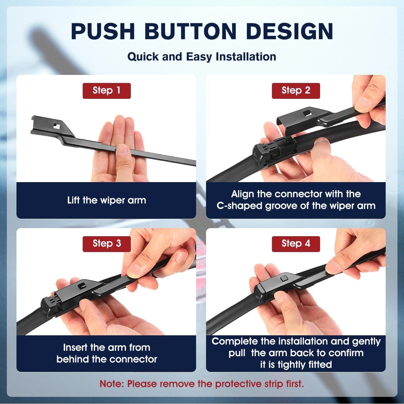 Front Rear Wiper Blades Set for Fiat 500 07+ Ford Ka MK2 10+ 24 14 11 Inch