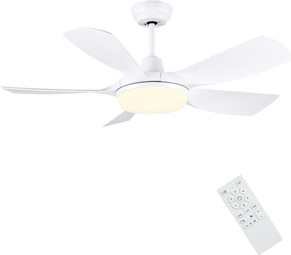Ceiling Fan Light Remote 30in White 5 Blade Reversible Dimmable LED Sleep Mode