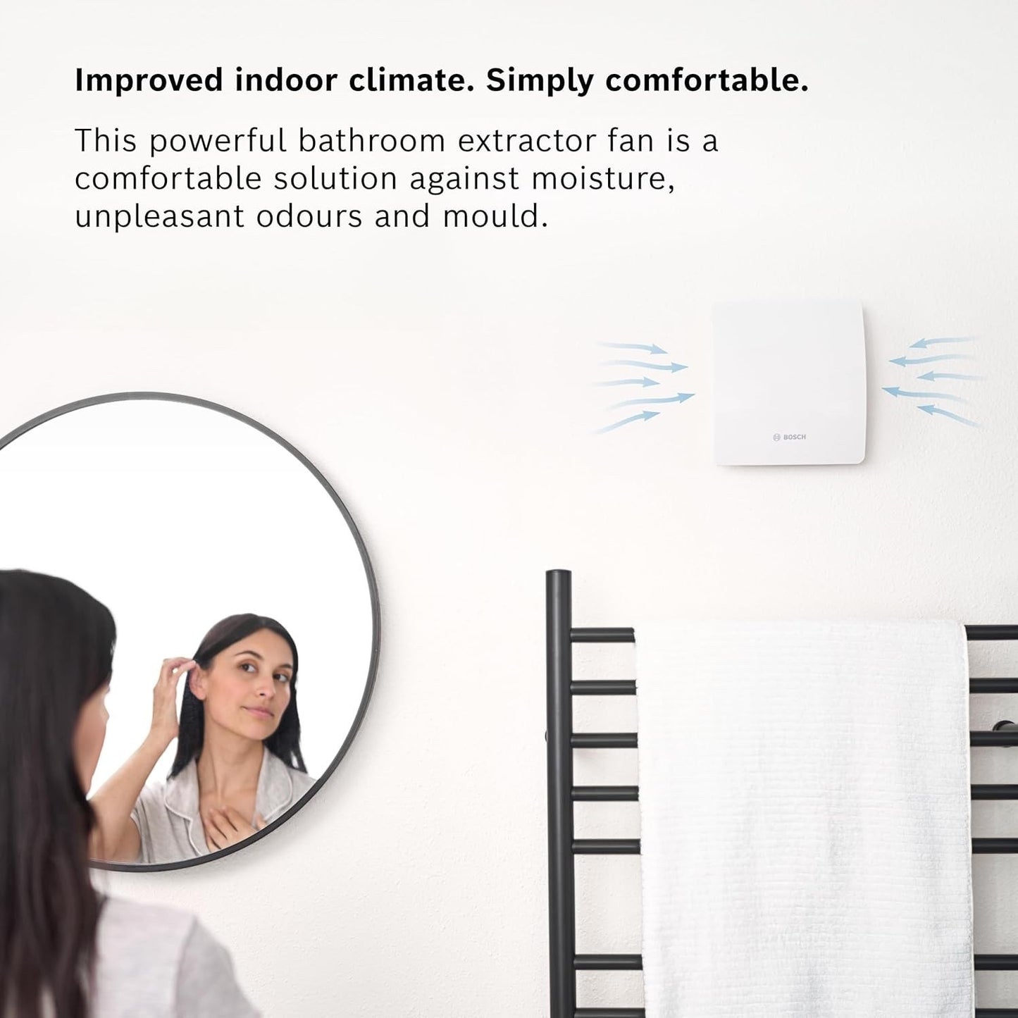 Bosch Silent Extractor Fan Bathroom 125mm 1500W Wall Anti Mould Vent White