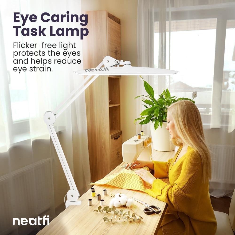 LED Desk Lamp Clamp 2200 Lumens Neatfi XL 20W Dimmable CCT Workbench Light White