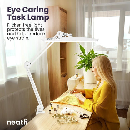 LED Desk Lamp Clamp 2200 Lumens Neatfi XL 20W Dimmable CCT Workbench Light White