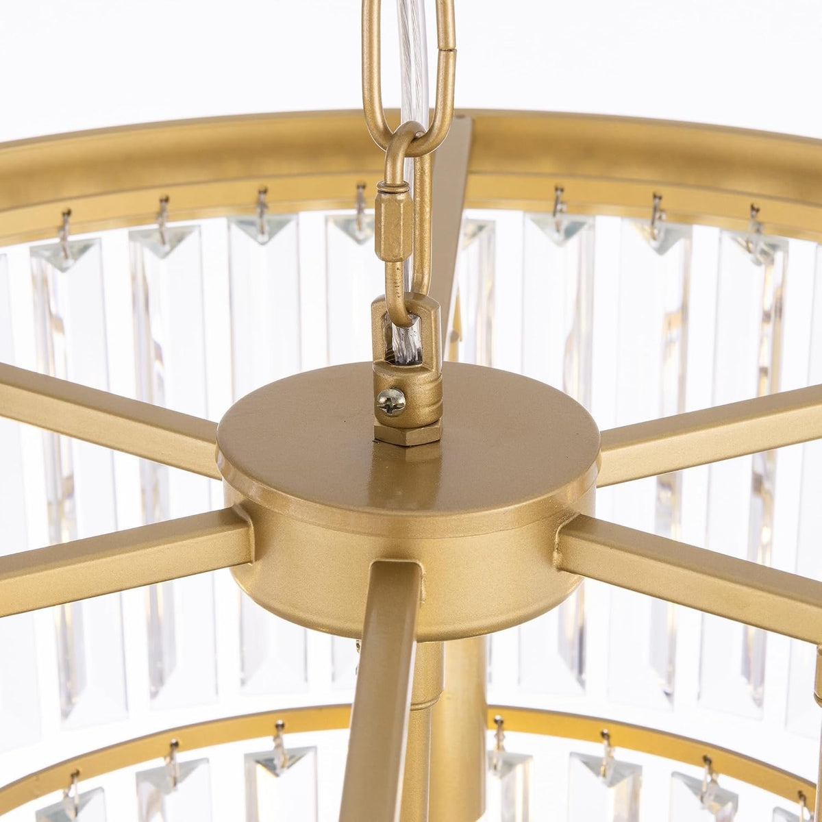 Crystal Chandelier Ceiling Light Gold 3 Tier 7 Lamp Modern Hanging Pendant 20"