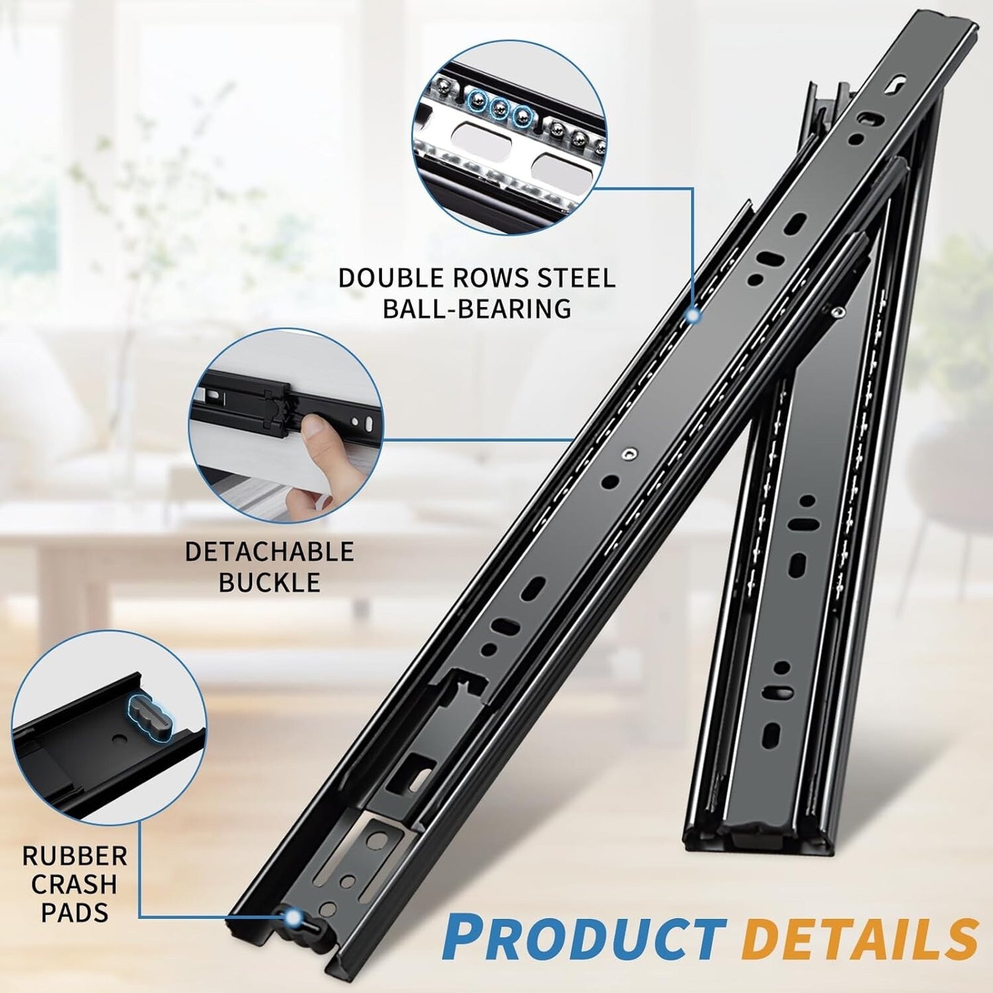 YENUO Full Extension Drawer Runners Heavy Duty 45kg 640mm