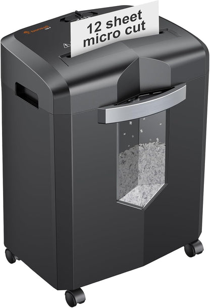 Bonsaii Paper Shredder Micro Cut 12 Sheet 16L 60 Min Heavy Duty P-4 Security