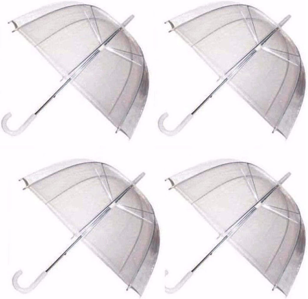 GadgetKing 4 Pack Clear Dome Umbrellas Transparent Bubble Rain Wedding Brolly