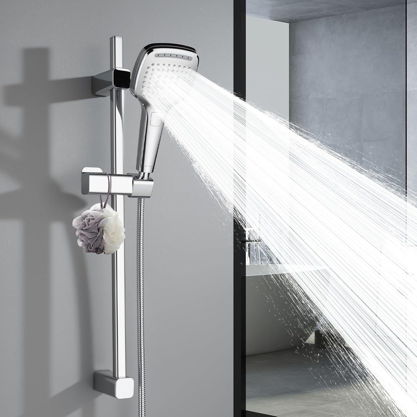 Shower Head High Pressure Stainless Steel Adjustable Bathroom Handheld Chrome