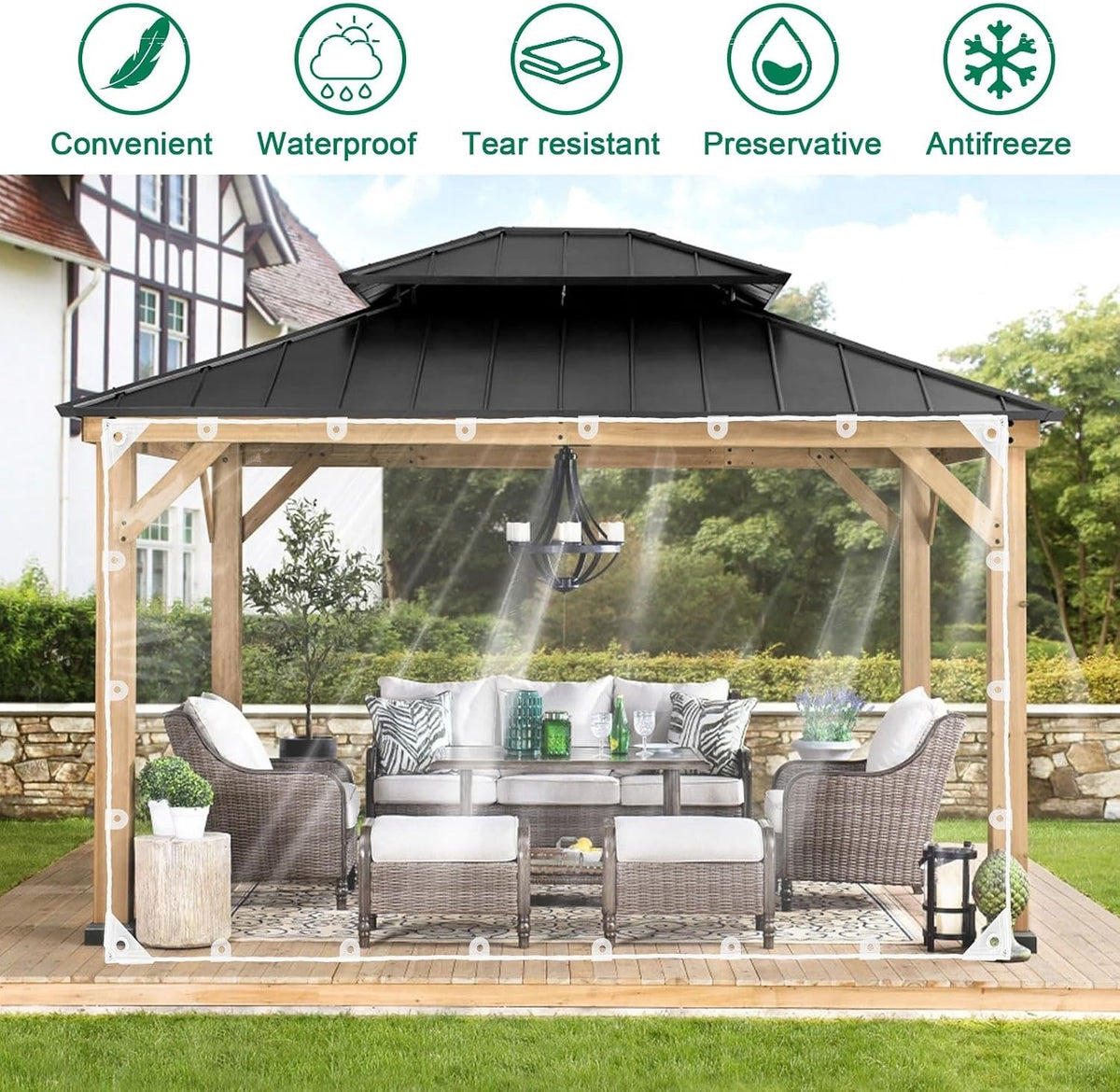 Clear Tarpaulin Waterproof Heavy Duty 4x6m PVC Sheet With Eyelets Garden Cover