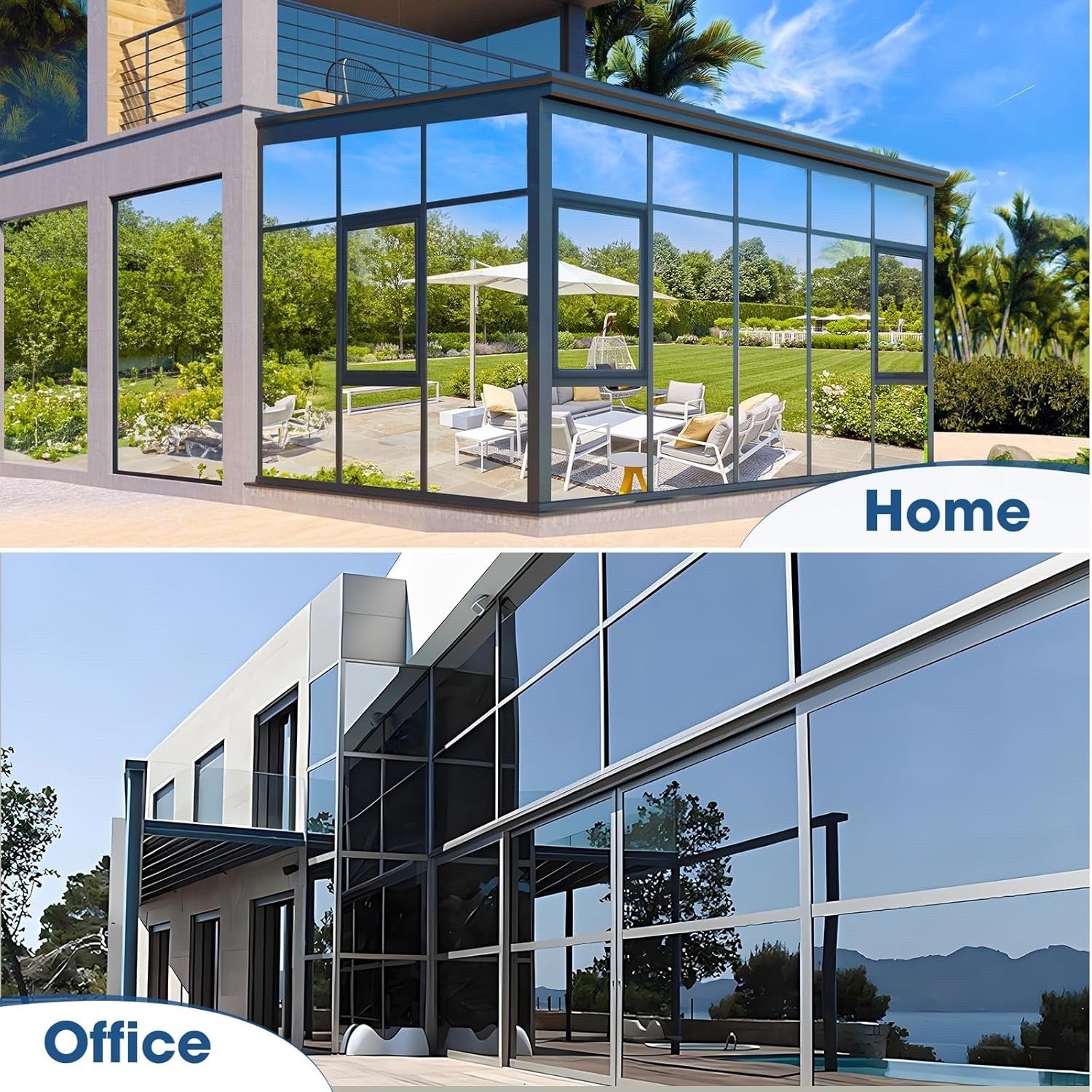 Window Film Privacy One Way Reflective Mirror Silver 90x300cm Static Cling UV