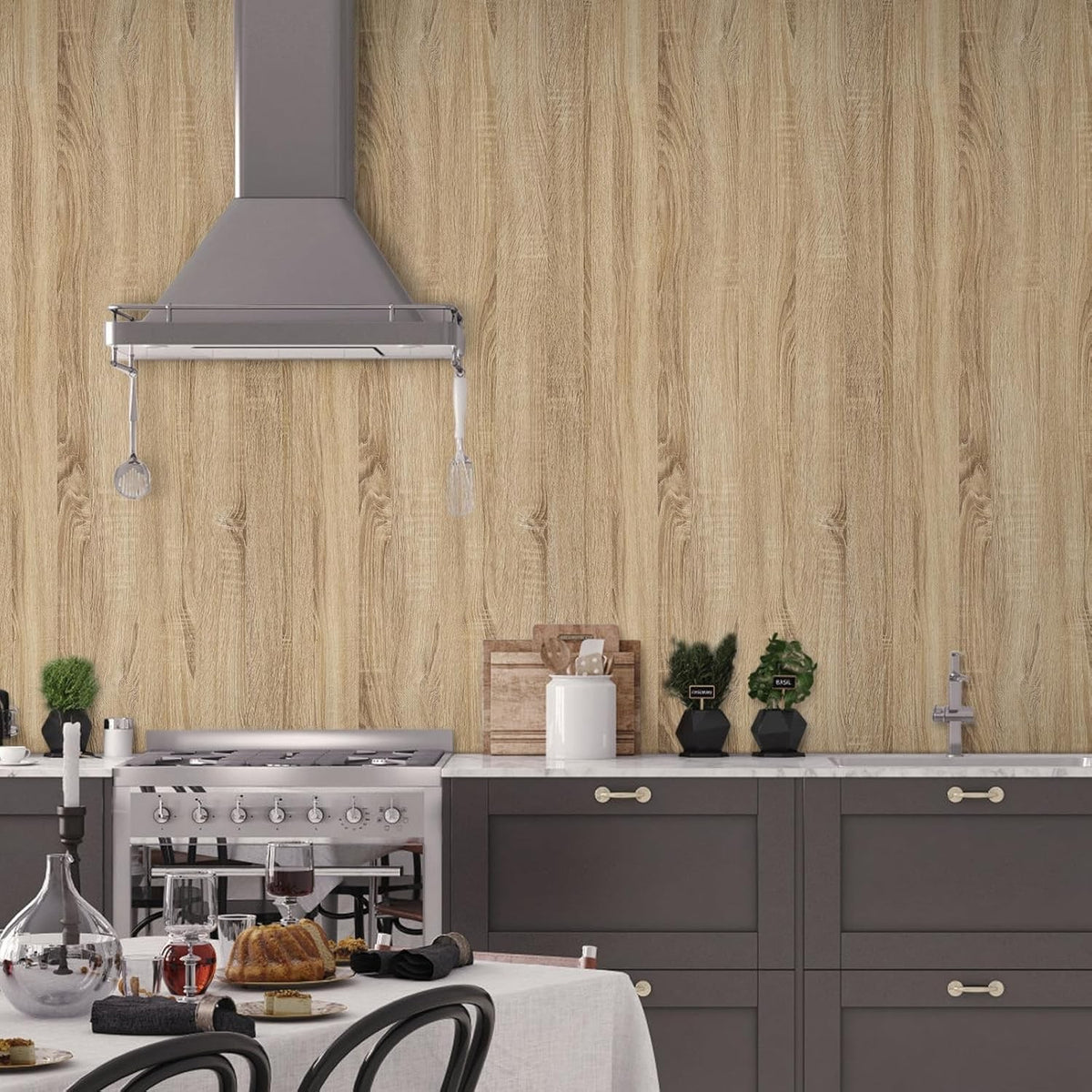 Wood Effect Vinyl Wrap Self Adhesive 30x200cm Brown Matt Furniture Sticky Back