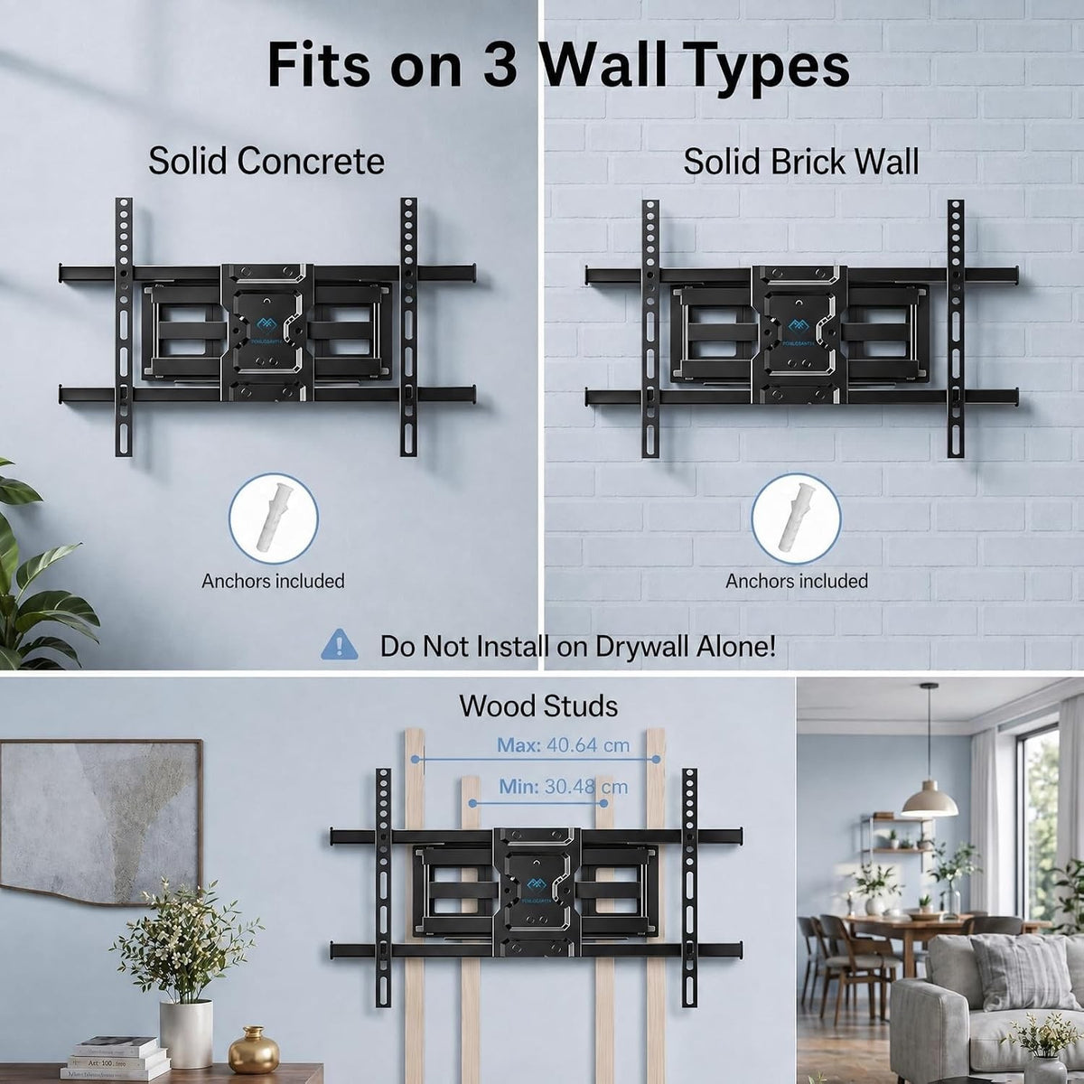 TV Wall Mount Bracket Full Motion 37-85in Swivel Tilt VESA 600x400 60kg Black