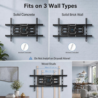 TV Wall Mount Bracket Full Motion 37-85in Swivel Tilt VESA 600x400 60kg Black