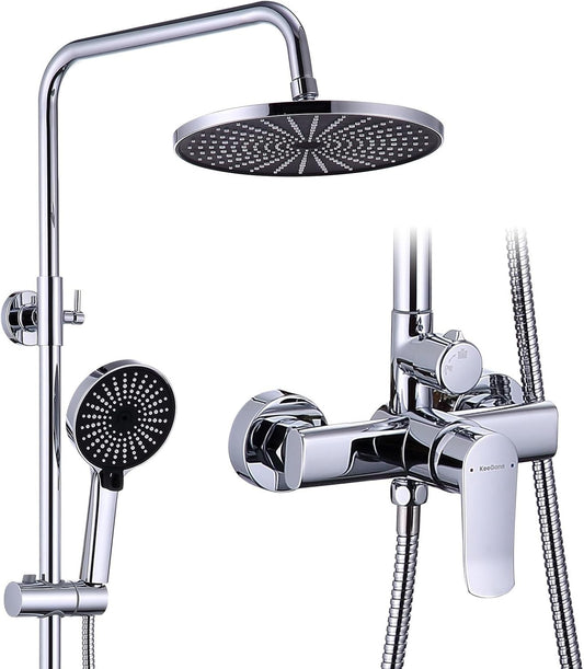 Shower System Rain Shower Hand Shower 26cm Stainless Steel Chrome Adjustable