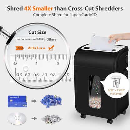 Vidateco Paper Shredder Micro Cut 14-Sheet P4 60 Min Heavy Duty 20L Pull-Out
