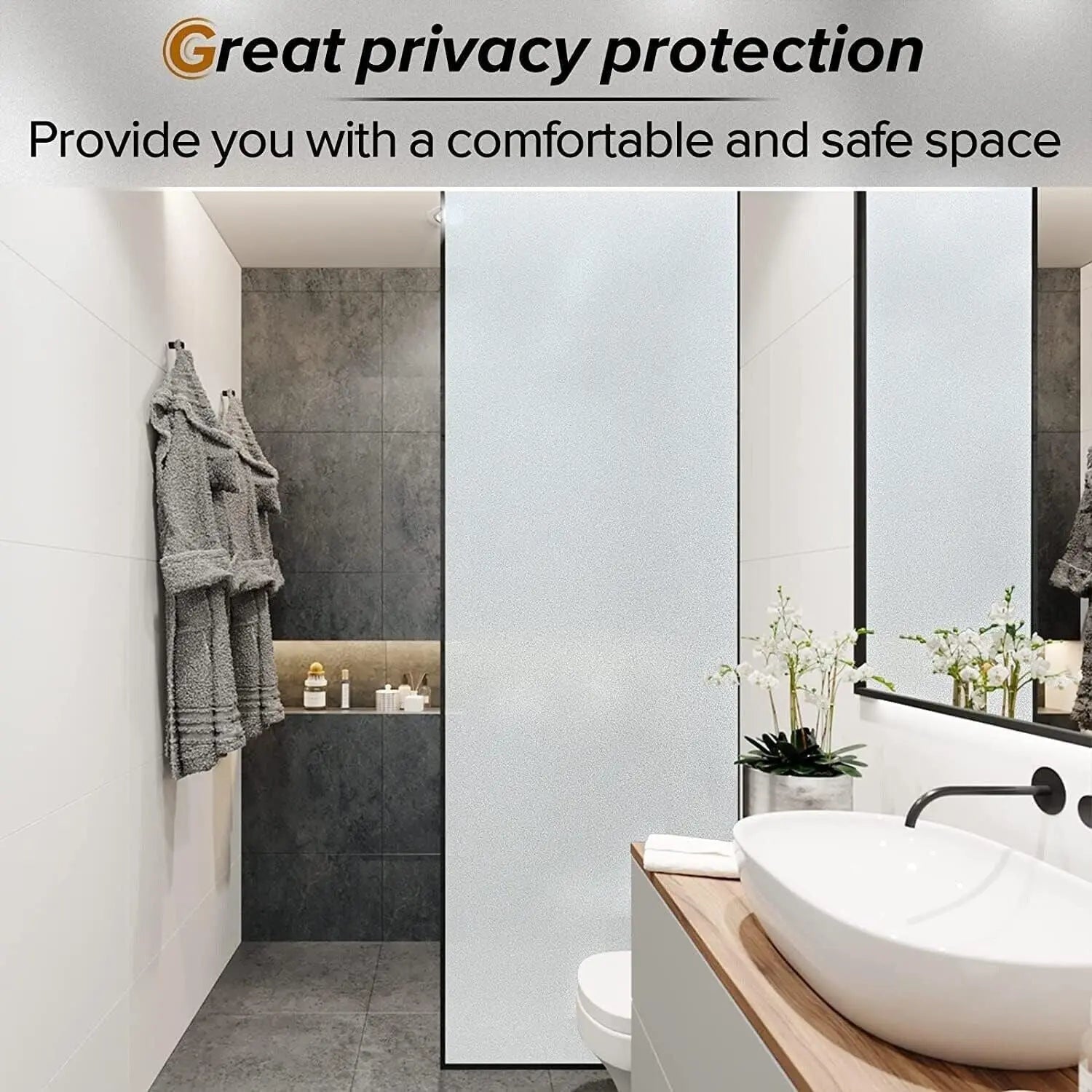 Rabbitgoo Non Adhesive Frosted Glass Film Anti UV Privacy Window Film RABBITGOO