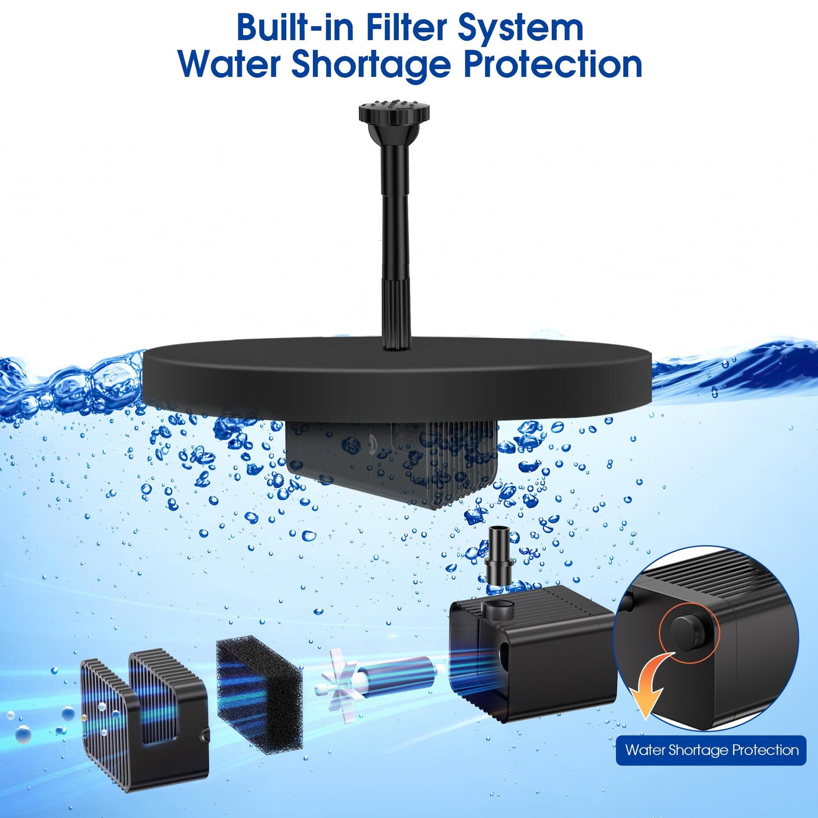 Billing Solar Water Pump with Battery Backup 7W Solar Pond Pump