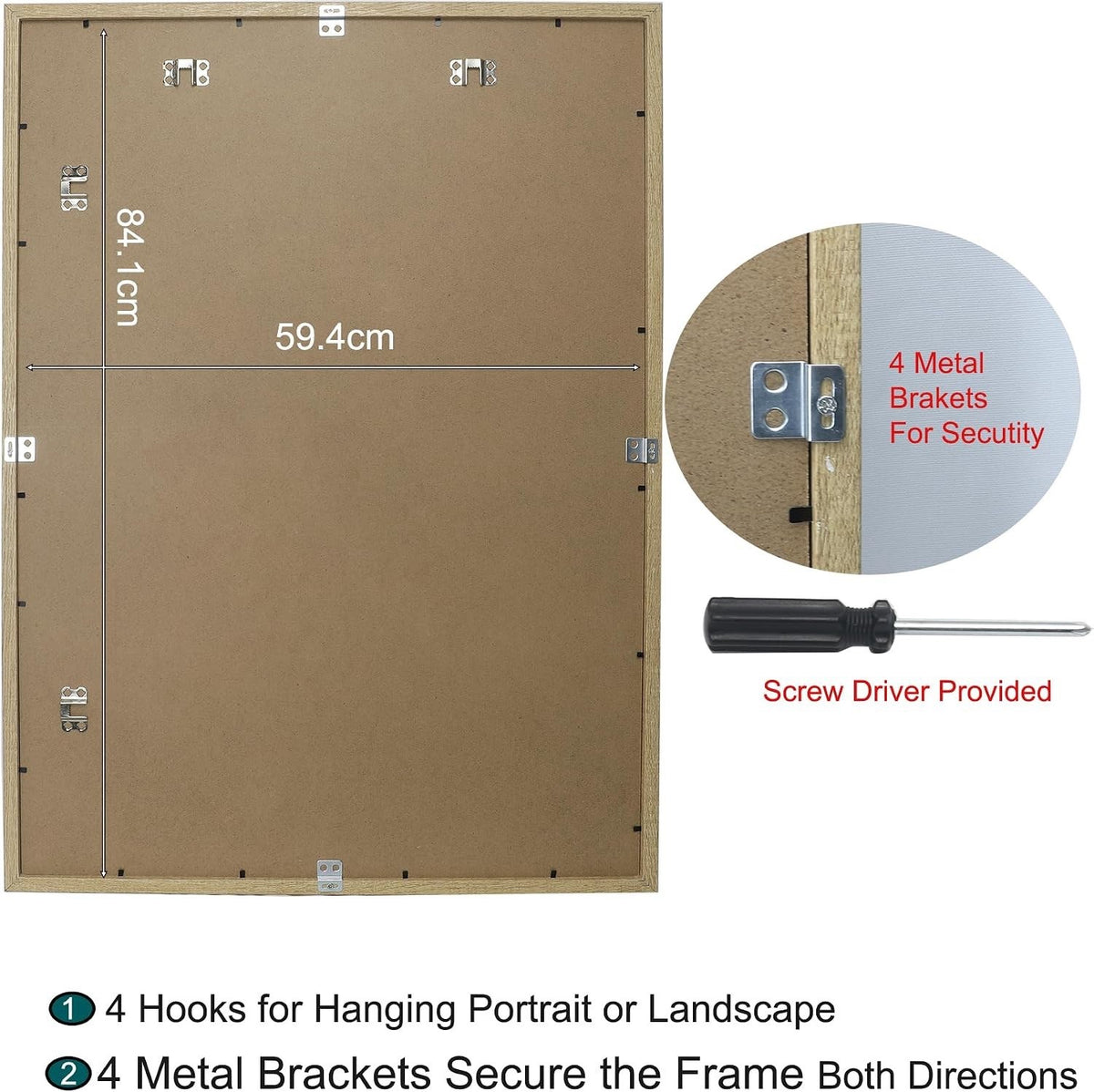 Picture Frames A1 Wooden Poster Photo Frames 3 Pack Natural Wood Effect A2 Mount