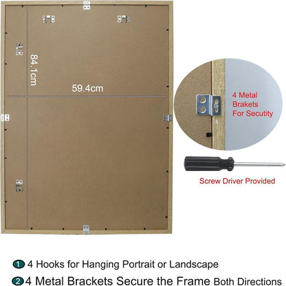 Picture Frames A1 Wooden Poster Photo Frames 3 Pack Natural Wood Effect A2 Mount