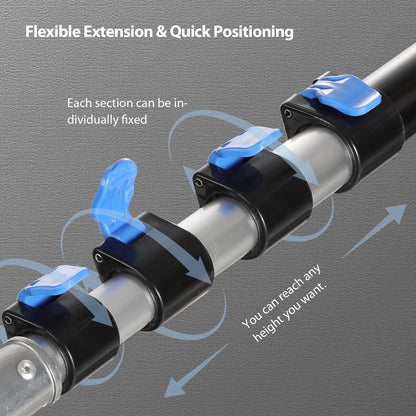 24ft Aluminum Telescopic Extension Pole Window Paint Gutter Duster Tool