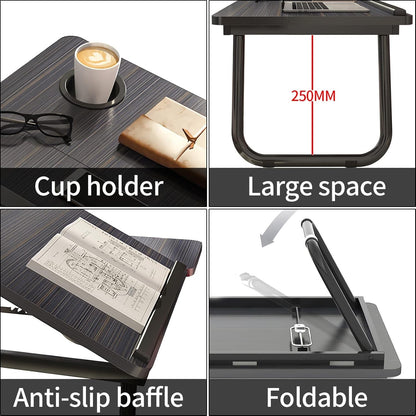 Laptop Bed Table Foldable Desk Cup Slot Reading Holder Sofa Tray Portable Stand