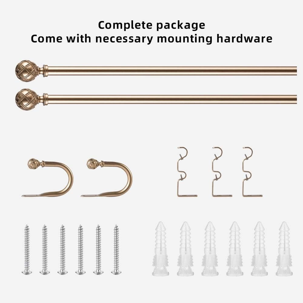 1 Inch Diameter Double Curtain Rod Set Double Curtain gold