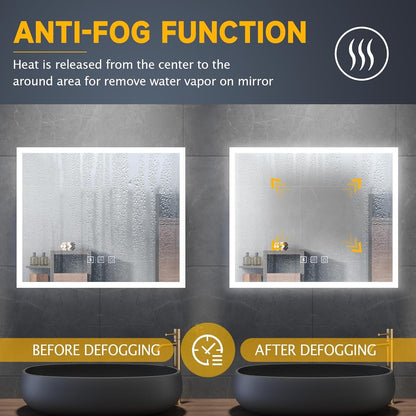 LED Bathroom Mirror 600x500mm Bluetooth Anti Fog Touch Sensor Shaver