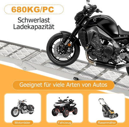 Loading Ramp Folding Aluminium 340kg 228cm Trailer Motorcycle Wheelchair ATV