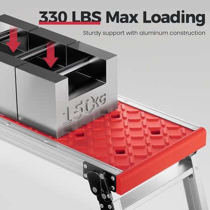 Step Ladder Folding Aluminium 3 Step Lightweight Non Slip Multi Purpose Red