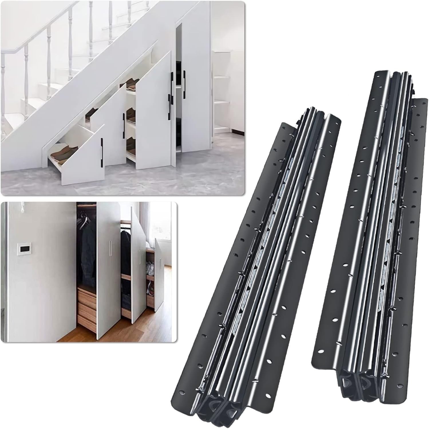 SHUHANG Bottom Full Extension Concealed Drawer Runners 120kg Mounted Pair 600mm