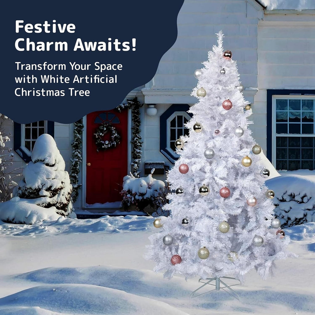Prextex 6FT White Christmas Tree - Artificial Canadian Fir Small with Stand