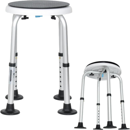 Rotating Shower Stool Bath Seat Adjustable Height 360° Swivel 136kg Non Slip