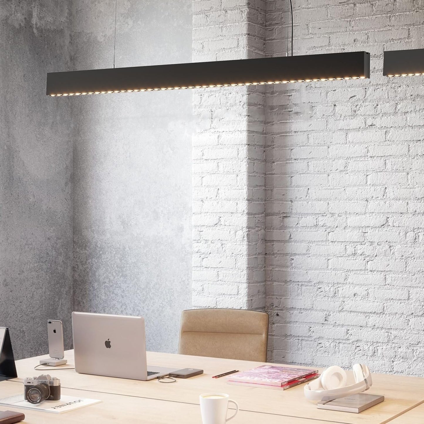 LED Pendant Light 120cm 38W Linear Kitchen Island Bar Black 4000K Adjustable