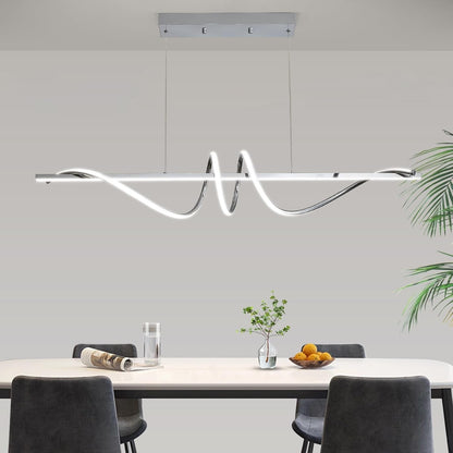 120cm Chrome Spiral LED Pendant Light Dimmable Remote Ceiling Kitchen Island