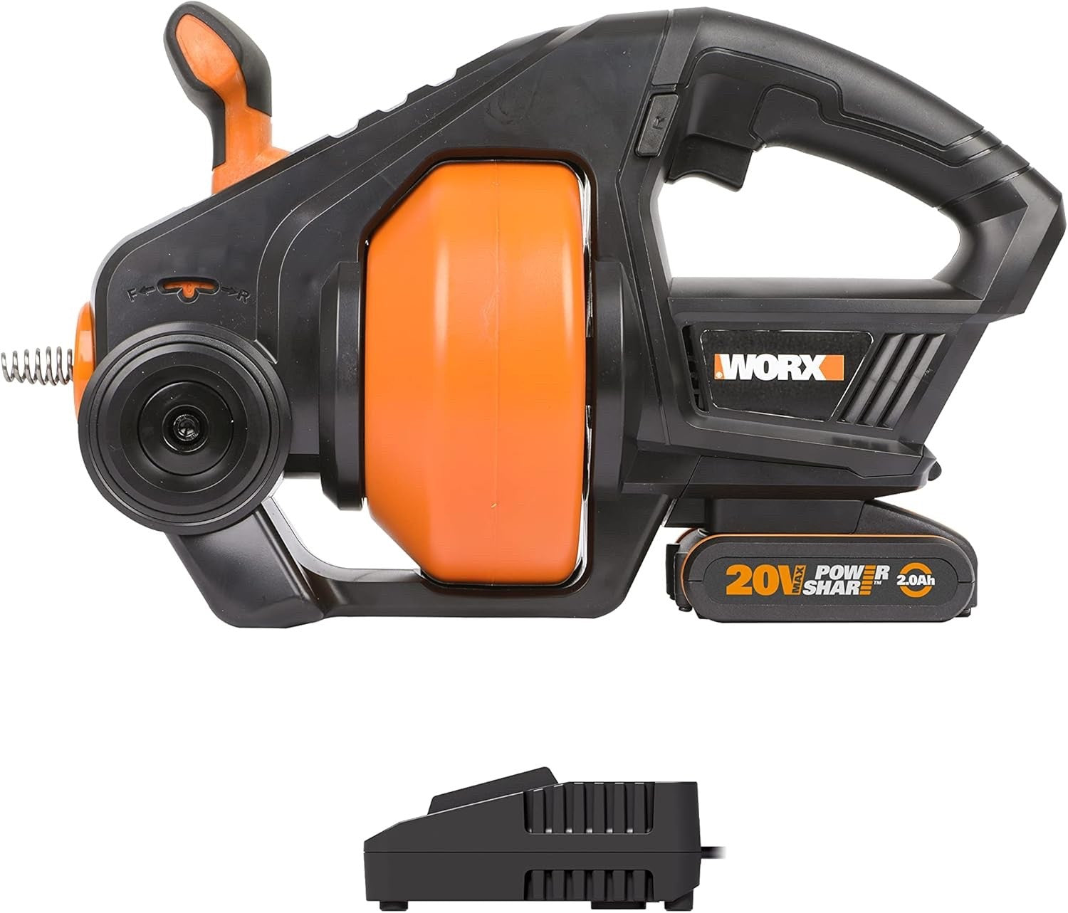 WORX  WX891 Drain Auger, Cordless Plumbing Snake with battery and quick charger