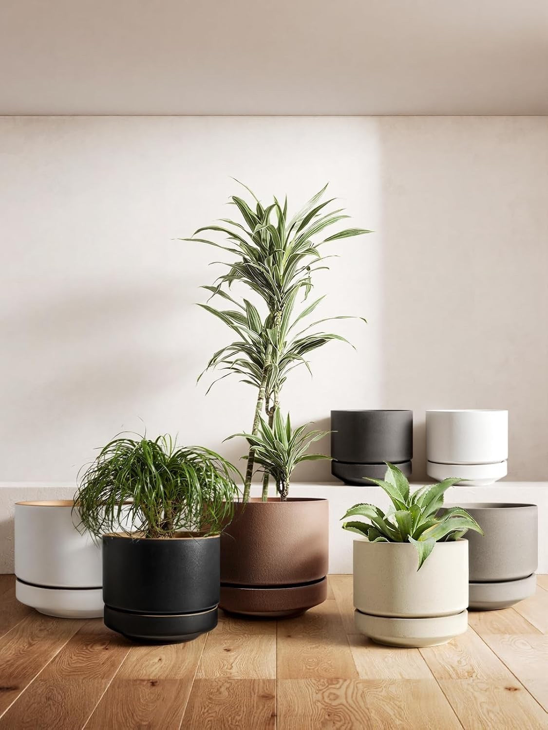 Le TAUCI Ceramic Plant Pot 30 cm Large Planter With Saucer Indoor Outdoor
