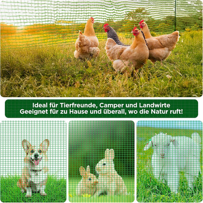 Garden Barrier Fencing Mesh 15m x 0.9m Green Temporary Fence 9 Pins Pet Poultry