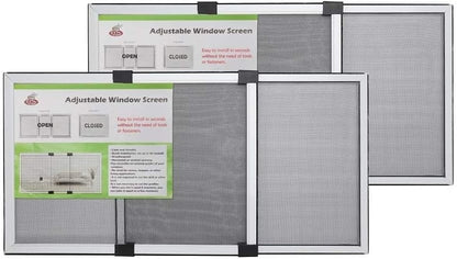Fly Screen Window Mesh 2 Pack Adjustable Mosquito Aluminium Frame 40cm White