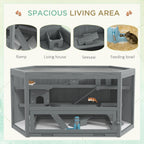 Large Wooden Hamster Cage 3 Tier Small Animal Play House With Tray Bottle Grey