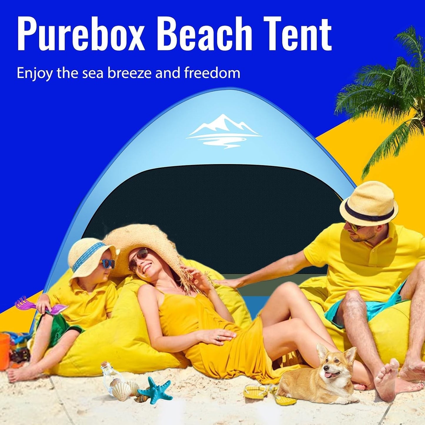 Beach Tent Sun Shelter Pop Up UV Protection Automatic Instant Lightweight 3-4P