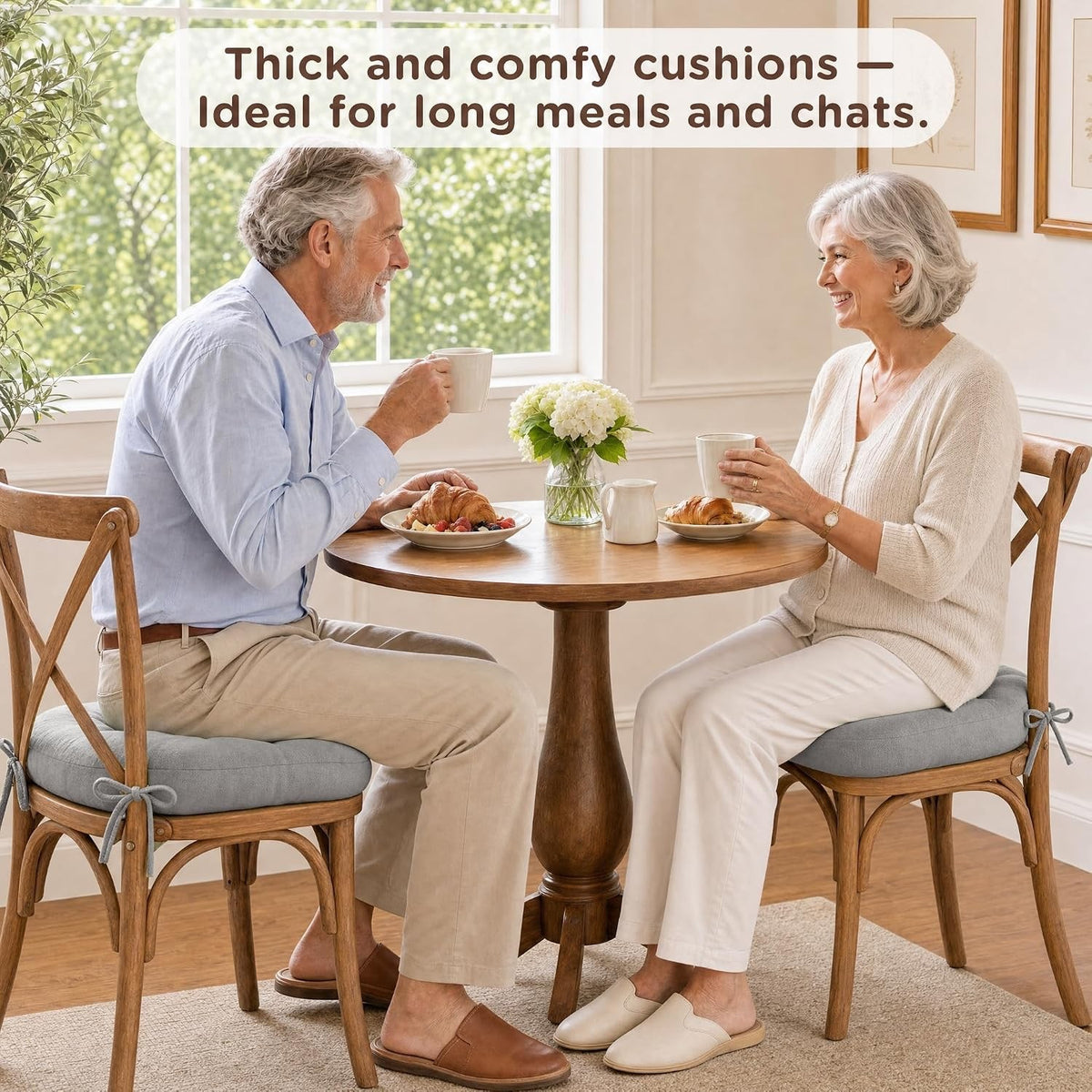 Chair Seat Cushions Pads 6 Pack 40x40cm 8cm Thick Memory Foam Garden Dining Wine
