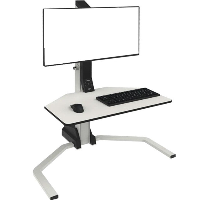 Silverline Freedom Electric Sit Stand Desk Riser Electric Single Monitor - White