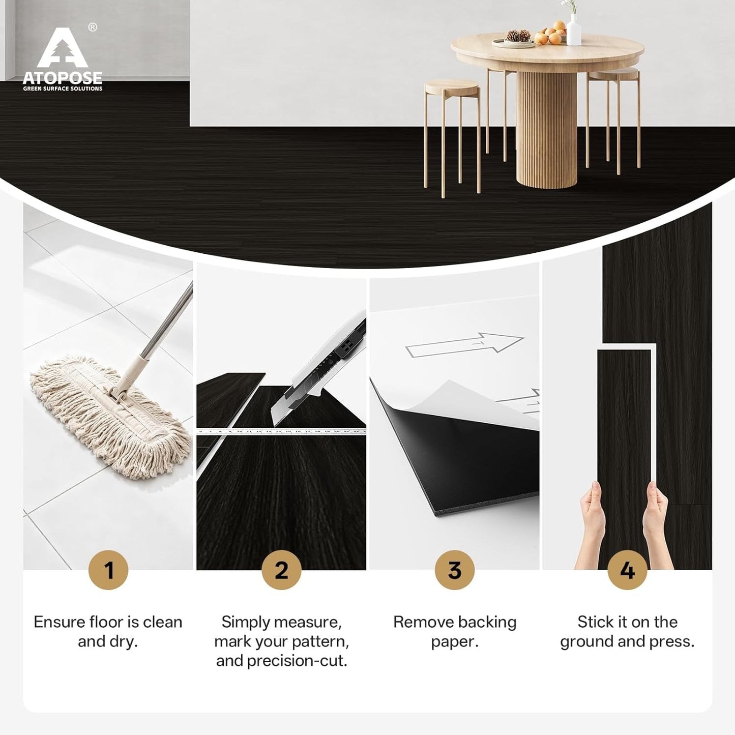 Vinyl Floor Tiles Peel Stick Lino Planks 5.0 m² Self Adhesive DIY Kit