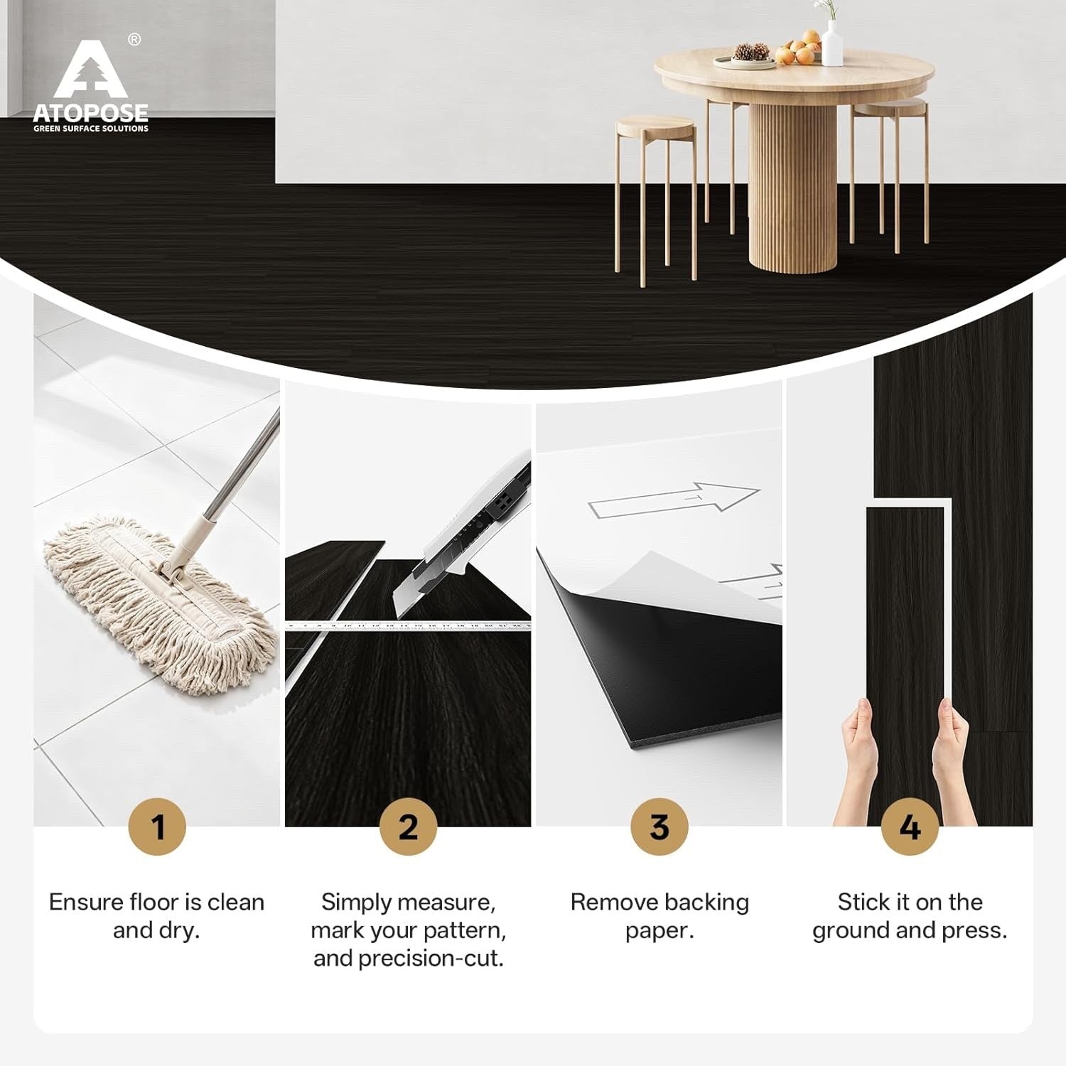 Vinyl Floor Tiles Peel Stick Lino Planks 5.0 m² Self Adhesive DIY Kit