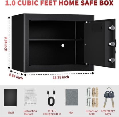 Digital Electronic Security Safe Box 20L Steel Keypad Lock Alarm Office Black