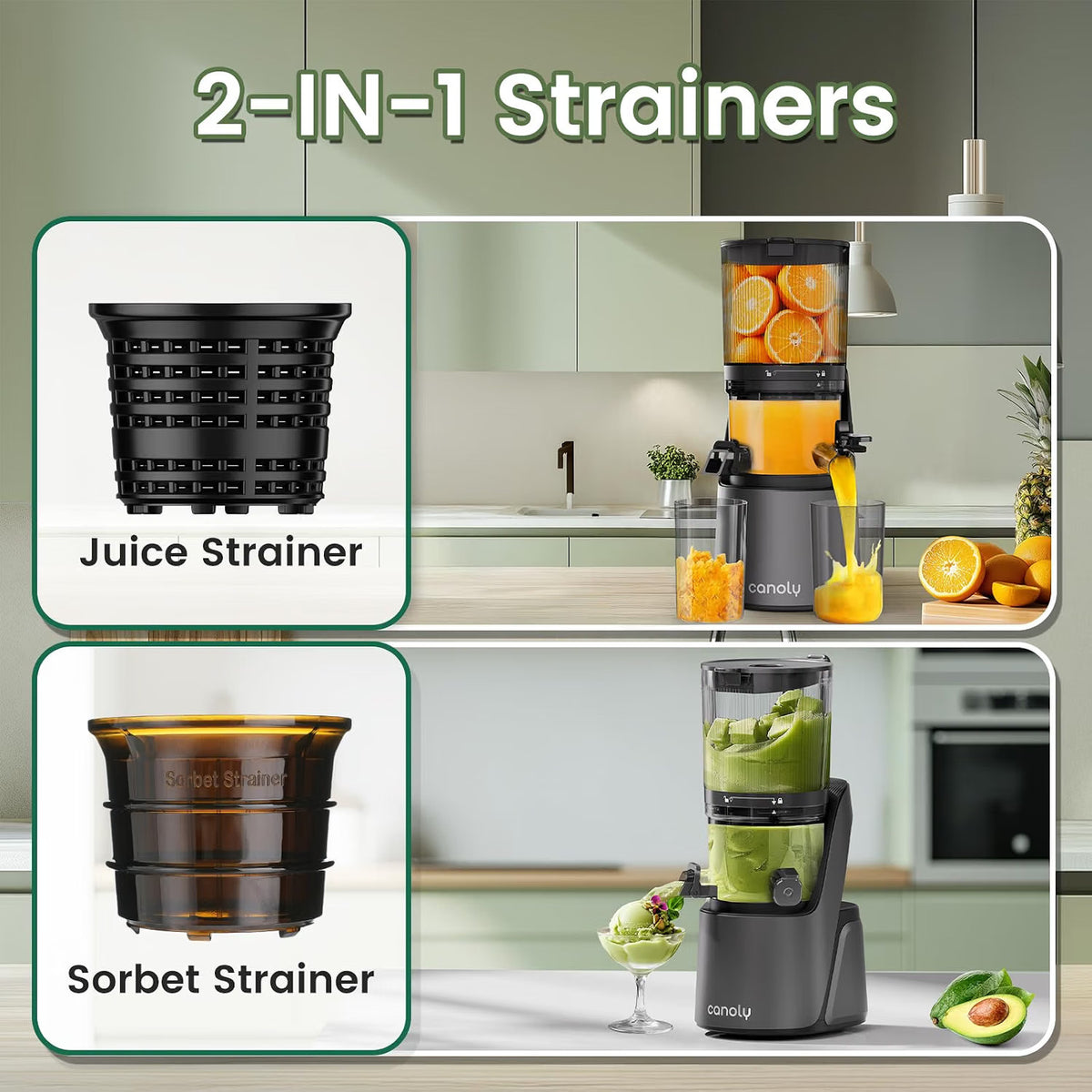 Cold Press Juicer Machine 2.6L Hopper 150mm Feed Chute 3-in-1 Brushless Motor