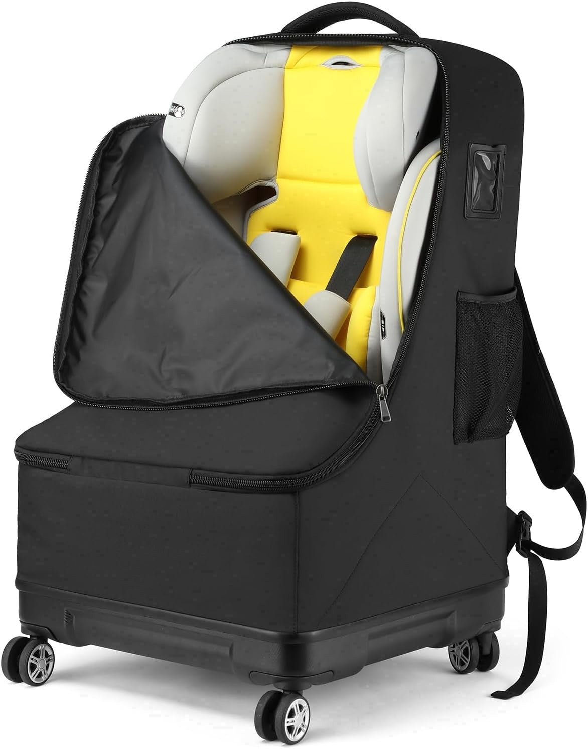 Car Seat Travel Bag Wheels Airplane Backpack 900D Hard Base 4 Spinner Black 72cm