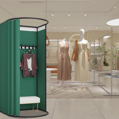Portable Changing Room Fitting Booth Privacy Curtain 200cm Green Clothing Store